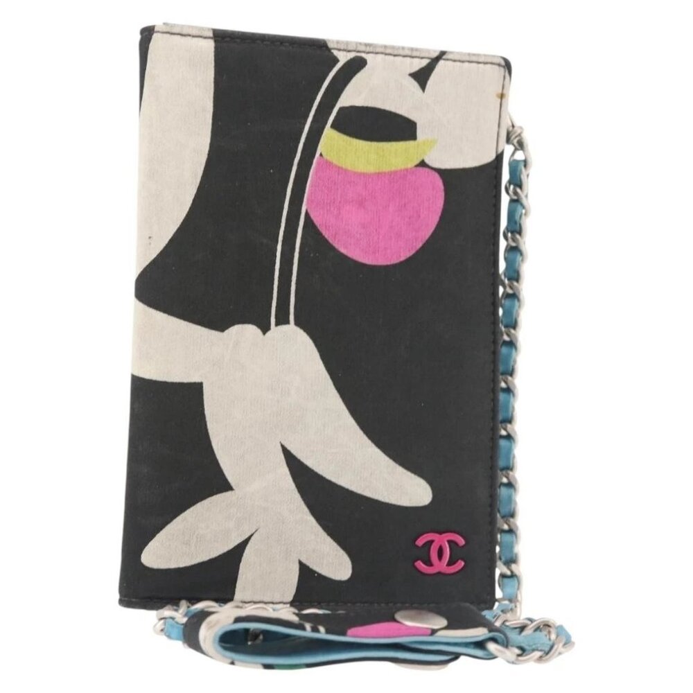 CHANEL Chain Compact Wallet Satin Black CC Auth 143013 - Picture 1 of 16